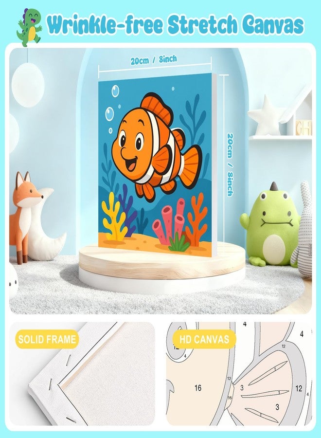GEEHEIY Paint by Numbers Kit for Kids with Frame - Without Easel, Fish Paint by Number for Kids Ages 4-8-12, DIY Acrylic Oil Painting for Home Wall Decor (8 x 8 inch) - Image 2